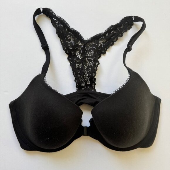 Victoria's Secret Bra Body By Victoria Lined Demi Front Closure Black Sz 32DD - Picture 11 of 11